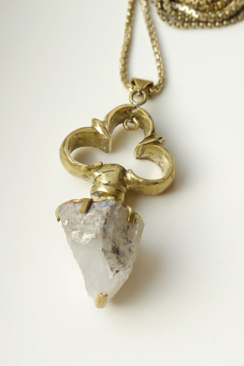 The Trefl Quartz Pendant with Gold Plated Chain - Specimen Class Crystal