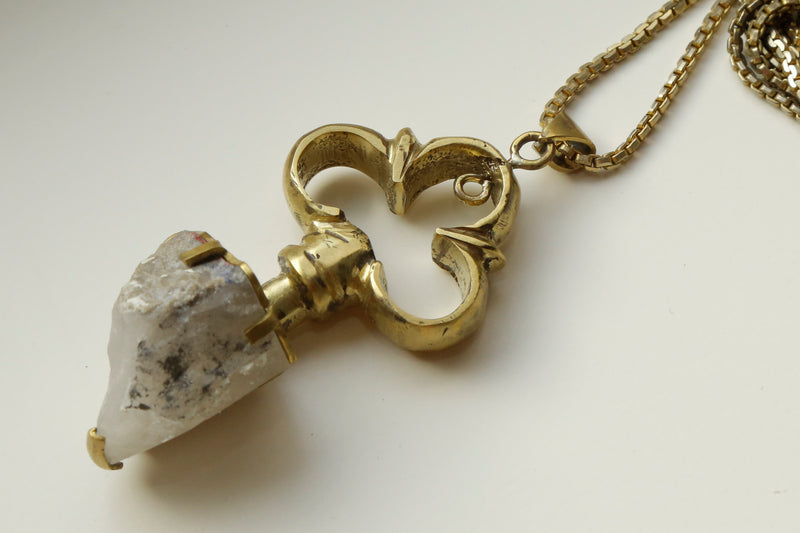 The Trefl Quartz Pendant with Gold Plated Chain - Specimen Class Crystal