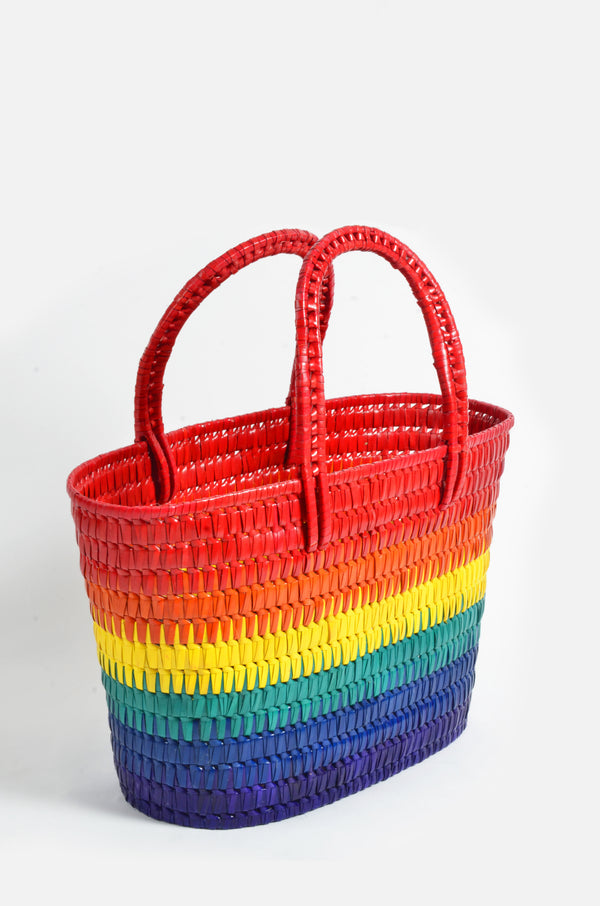 Shopper in Pride Colors, Natural Sundried - Palmera Leaf, Lacquer Finish