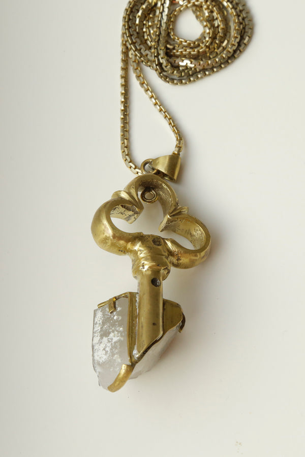 The Trefl Quartz Pendant with Gold Plated Chain - Specimen Class Crystal