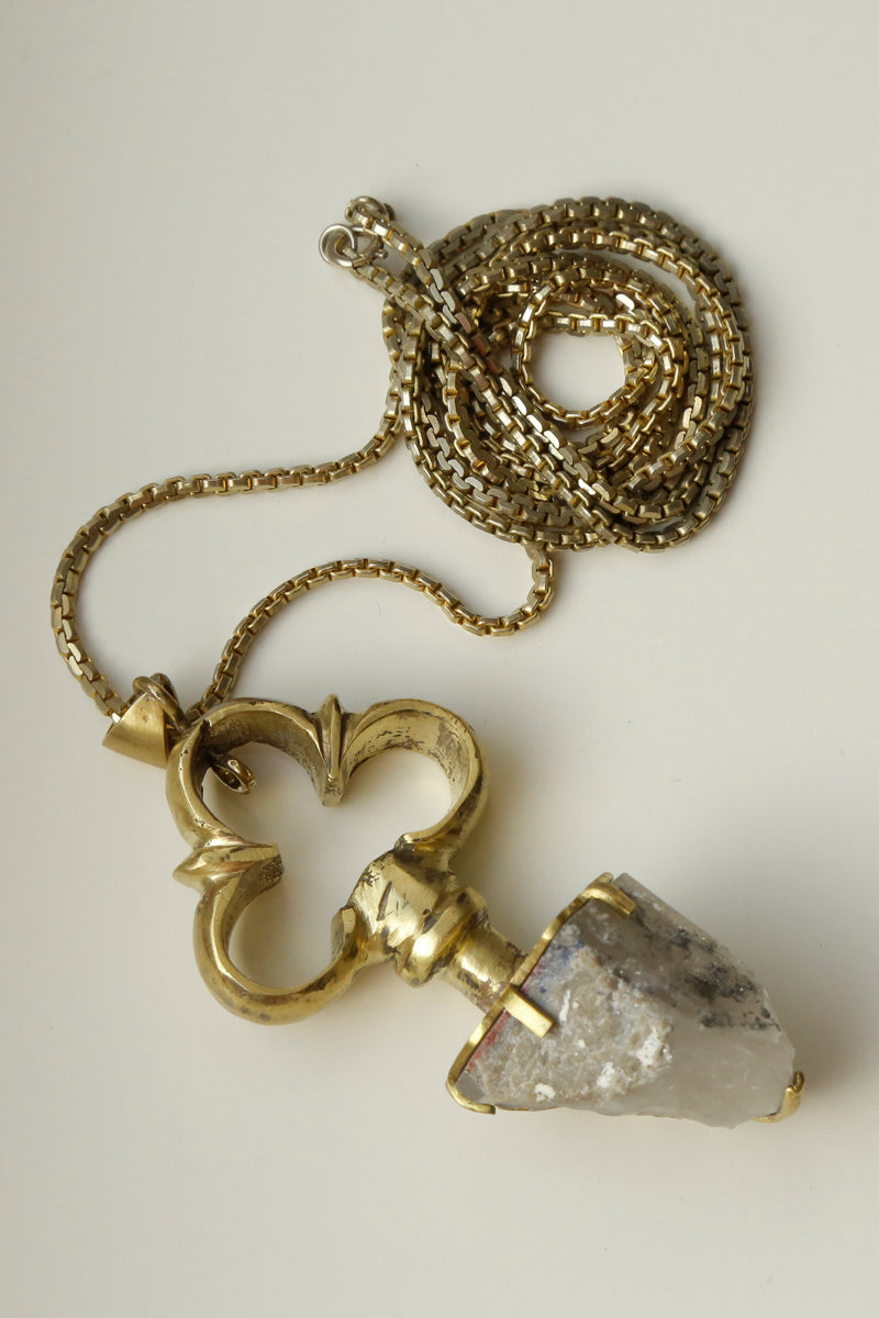 The Trefl Quartz Pendant with Gold Plated Chain - Specimen Class Crystal