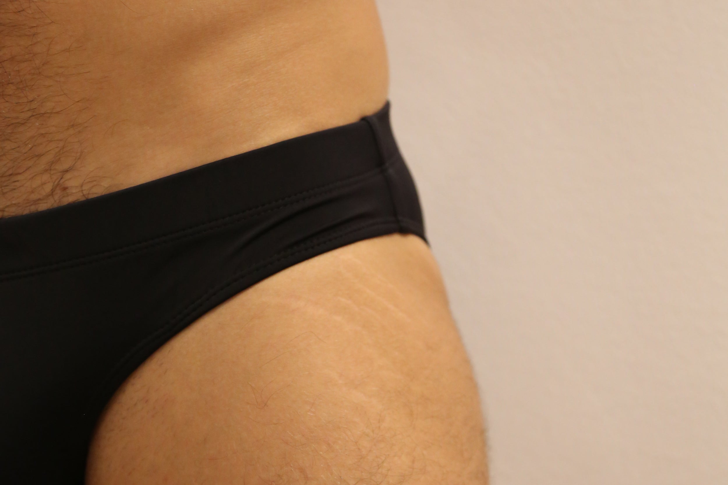 Swimwear Brief, Classic 2 - The Black with Logo - Matte Finish