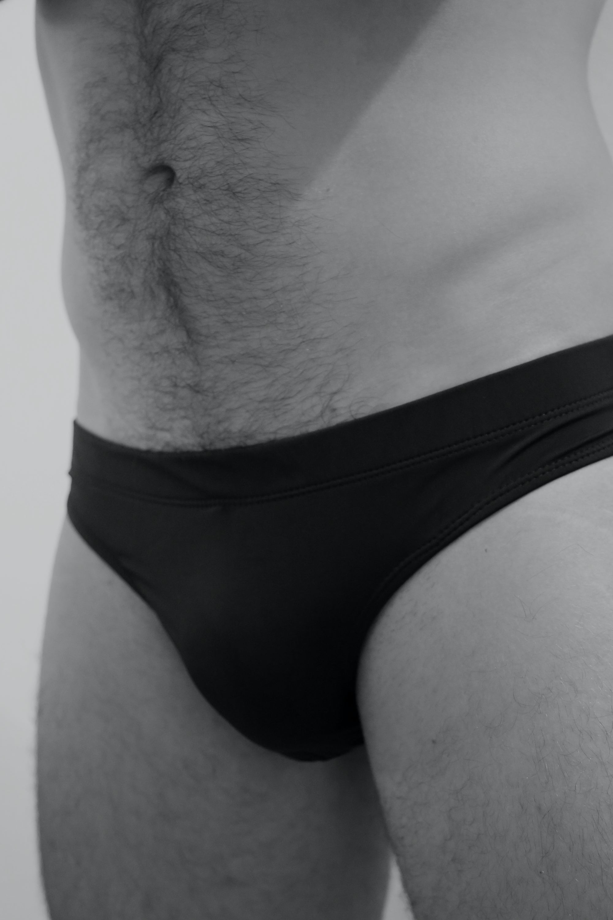 Swimwear Brief, Classic 2 - The Black with Logo - Matte Finish