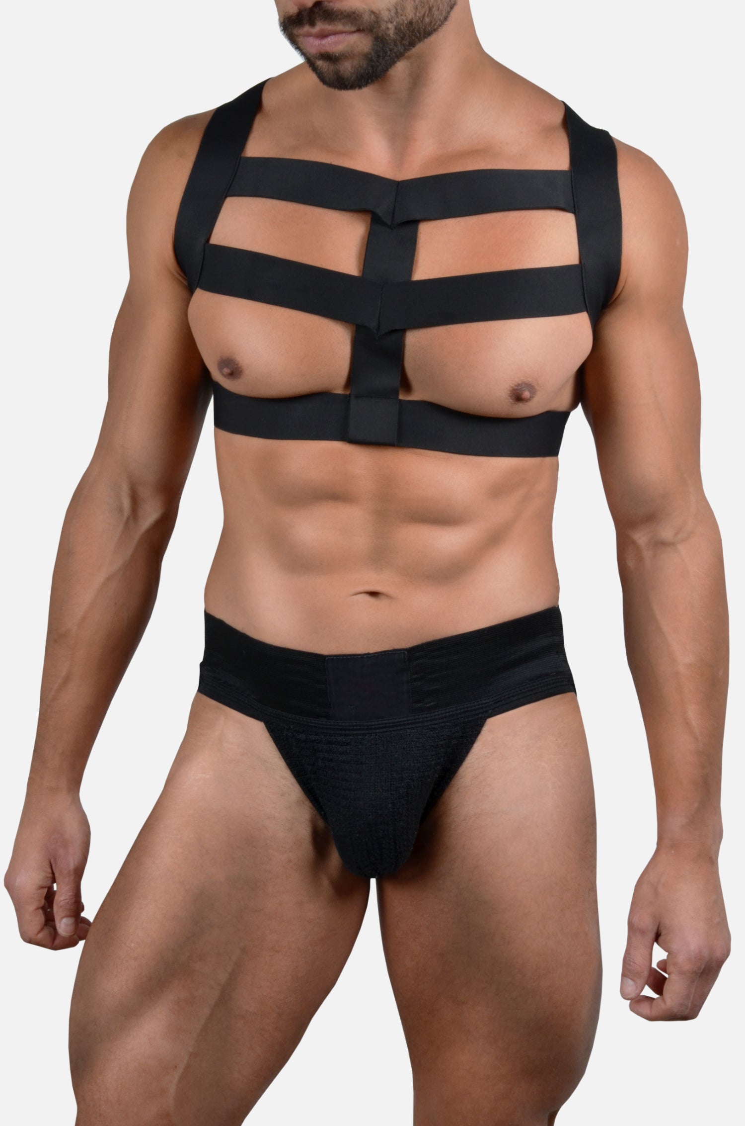 Chest Harness, Gladiator Pro Sport - Black, Satin Finish Elastics