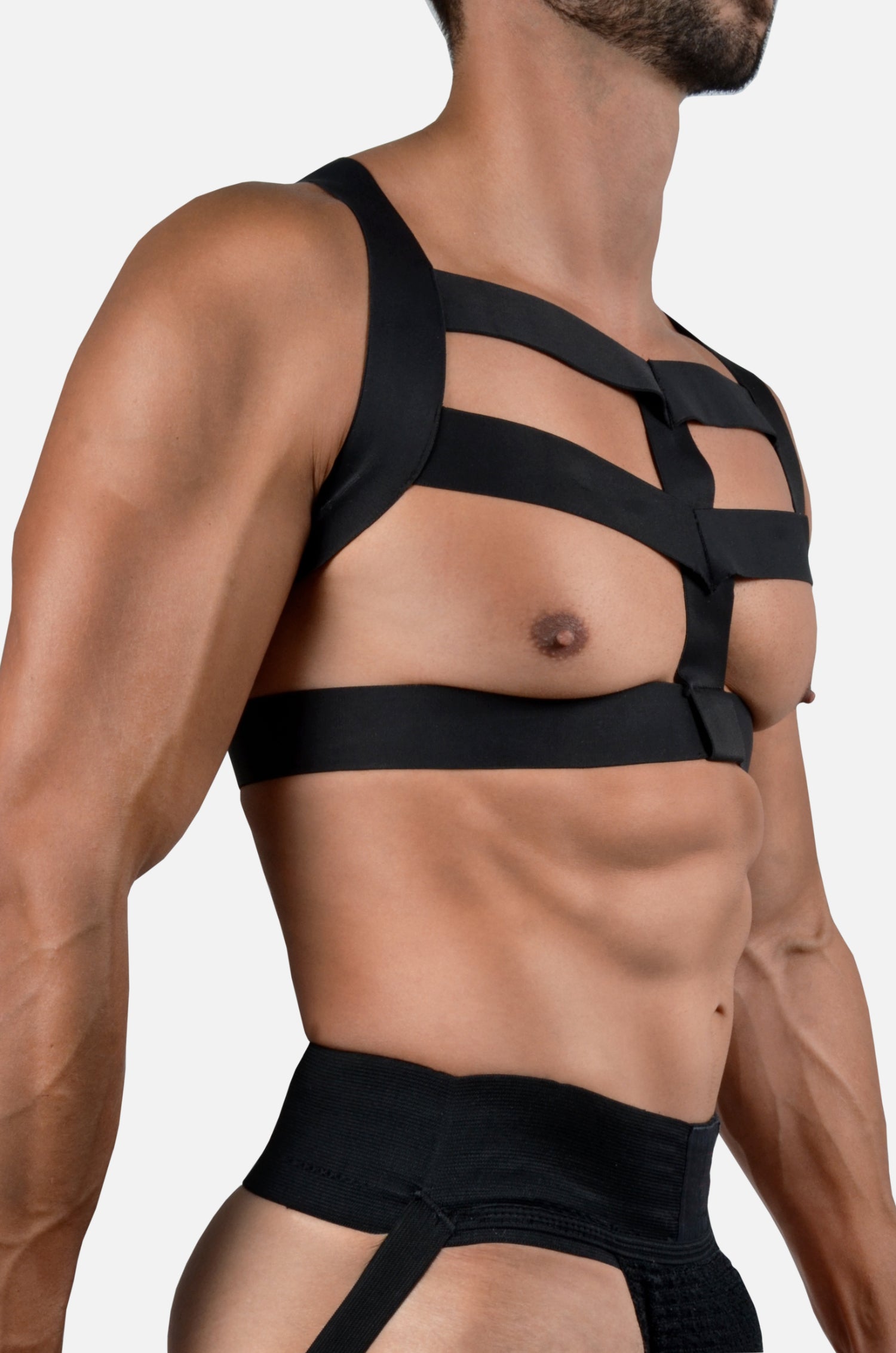 Chest Harness, Gladiator Pro Sport - Black, Satin Finish Elastics