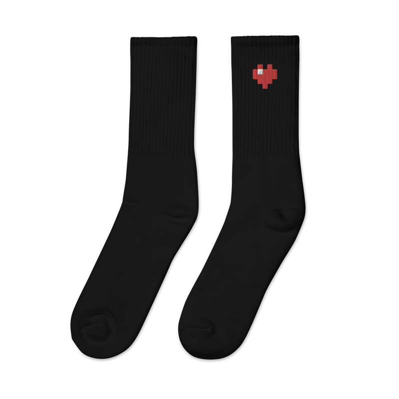 Socks - Pixel Heart - Embroidered