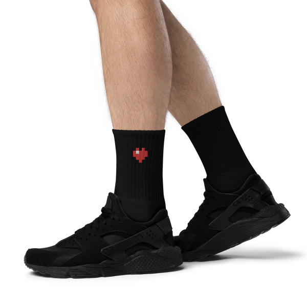 Socks - Pixel Heart - Embroidered