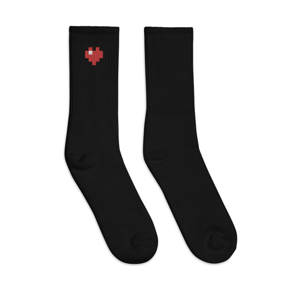 Socks - Pixel Heart - Embroidered