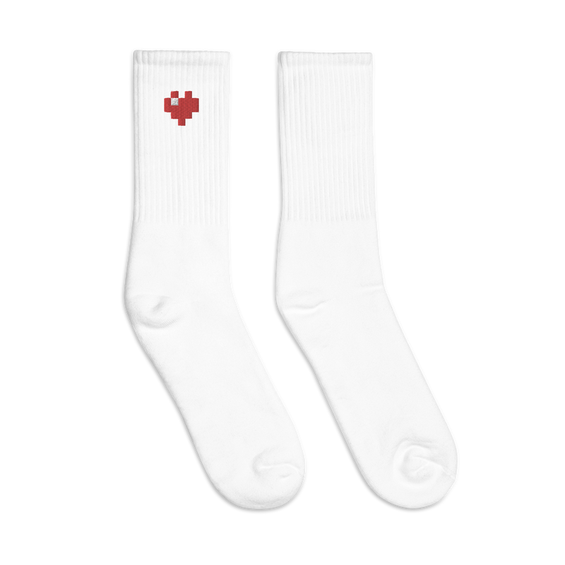 Socks - Pixel Heart - Embroidered