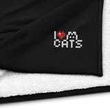 Sherpa Blanket - I Love Cats - Premium, Embroidered